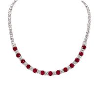 10.72 Ct. Ruby Natural Diamond Necklace, 18K White Gold Image