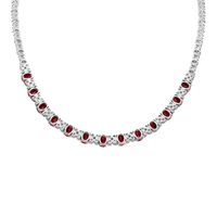 10.72 Ct. Ruby Natural Diamond Necklace, 18K White Gold Image