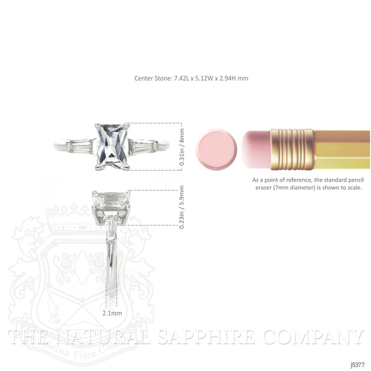 1.03 Ct. White Sapphire and Natural Diamond Three Stone Ring, 14K White Gold