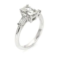 1.03 Ct. White Sapphire and Natural Diamond Three Stone Ring, 14K White Gold Image