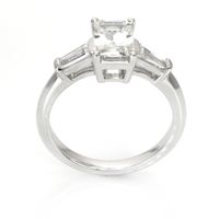 1.03 Ct. White Sapphire and Natural Diamond Three Stone Ring, 14K White Gold Image