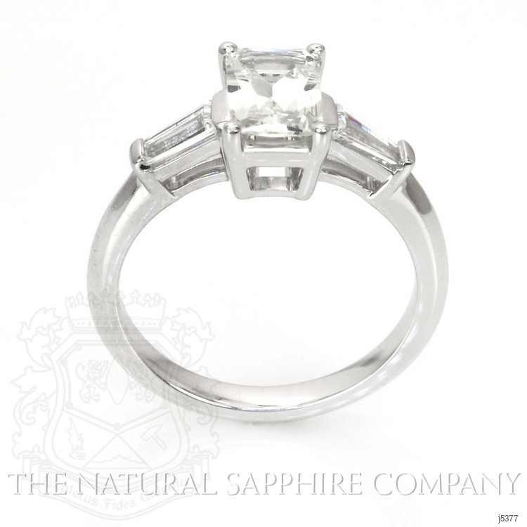 1.03 Ct. White Sapphire and Natural Diamond Three Stone Ring, 14K White Gold