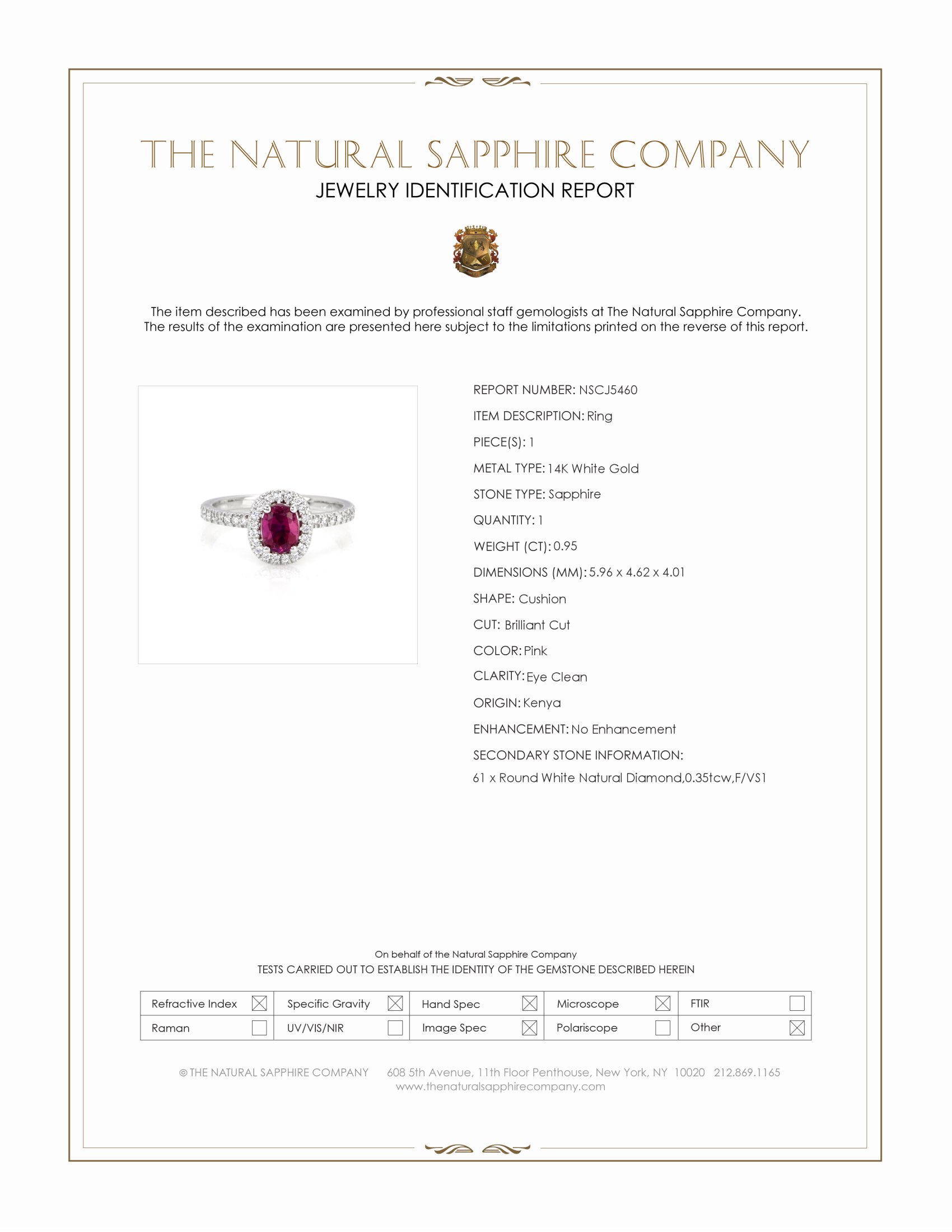0.95 Ct. Pink Sapphire and Natural Diamond Pave Ring, 14K White Gold