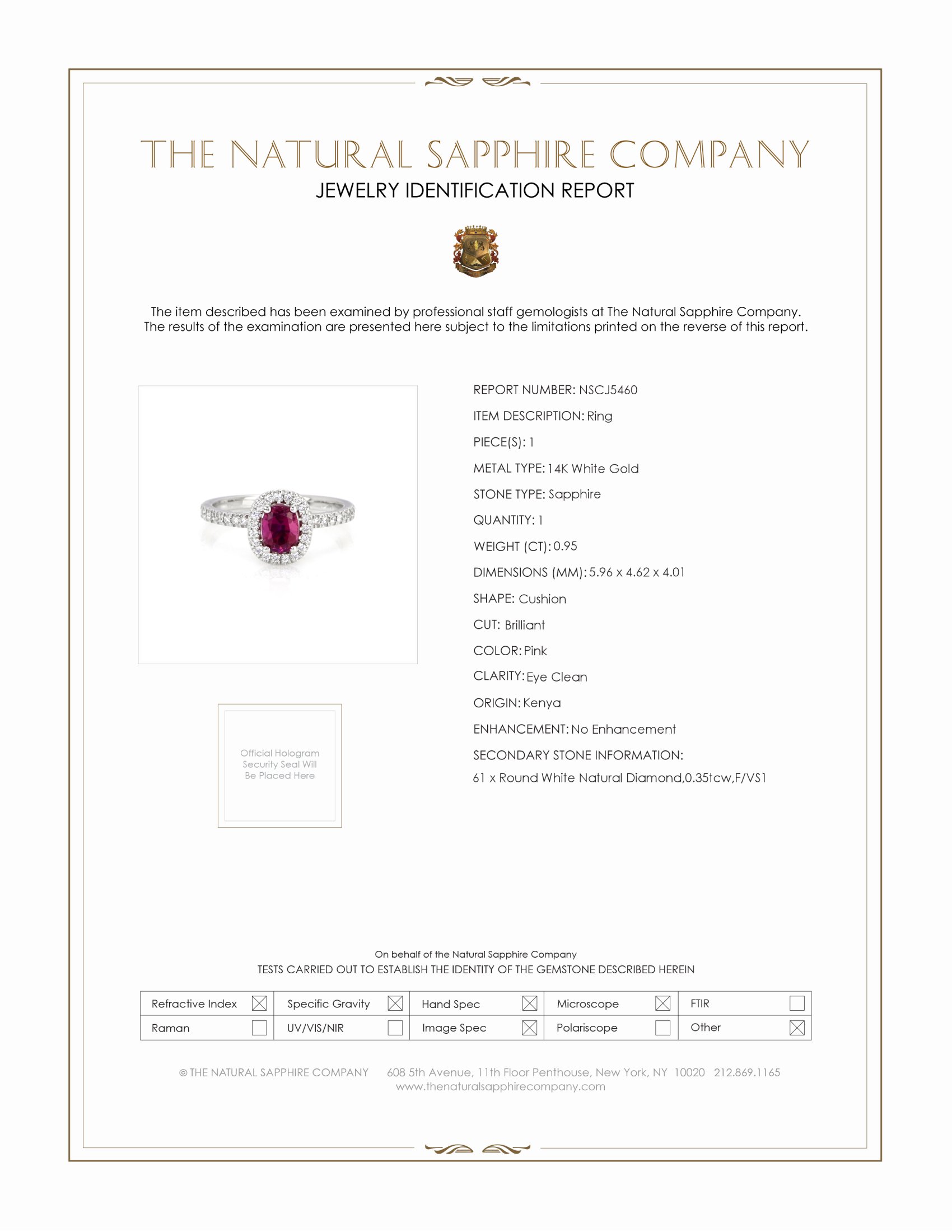 0.95 Ct. Pink Sapphire and Natural Diamond Pave Ring, 14K White Gold