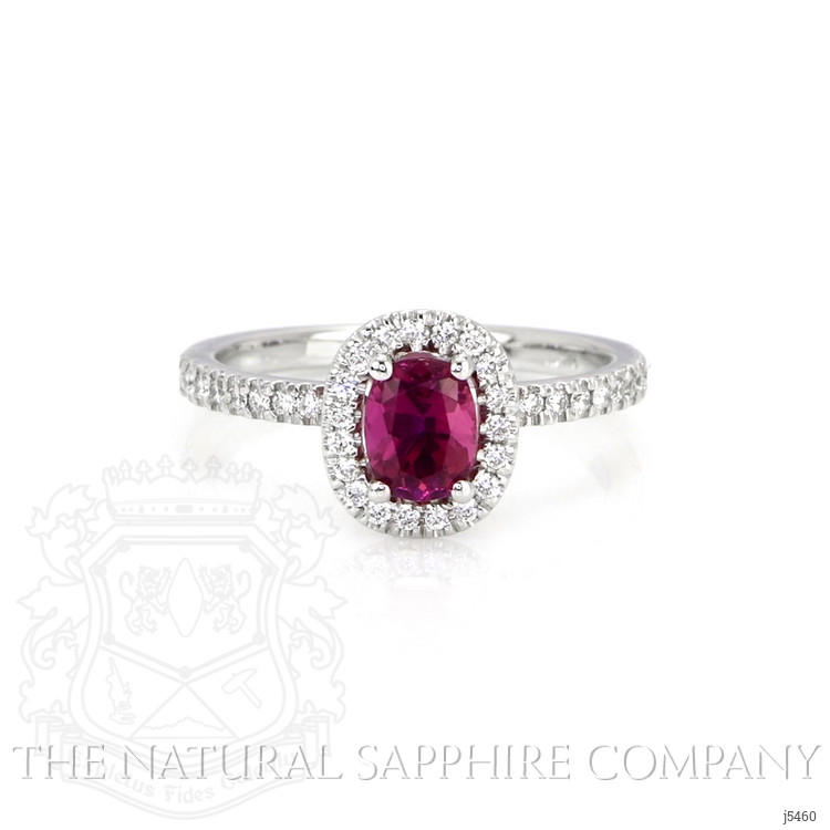 0.95 Ct. Pink Sapphire and Natural Diamond Pave Ring, 14K White Gold