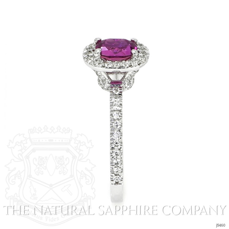 0.95 Ct. Pink Sapphire and Natural Diamond Pave Ring, 14K White Gold