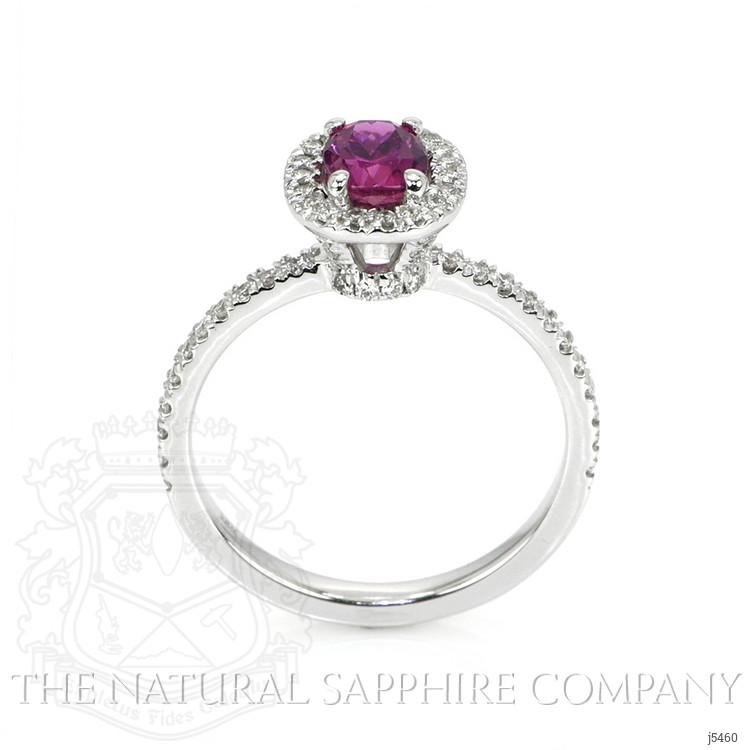 0.95 Ct. Pink Sapphire and Natural Diamond Pave Ring, 14K White Gold