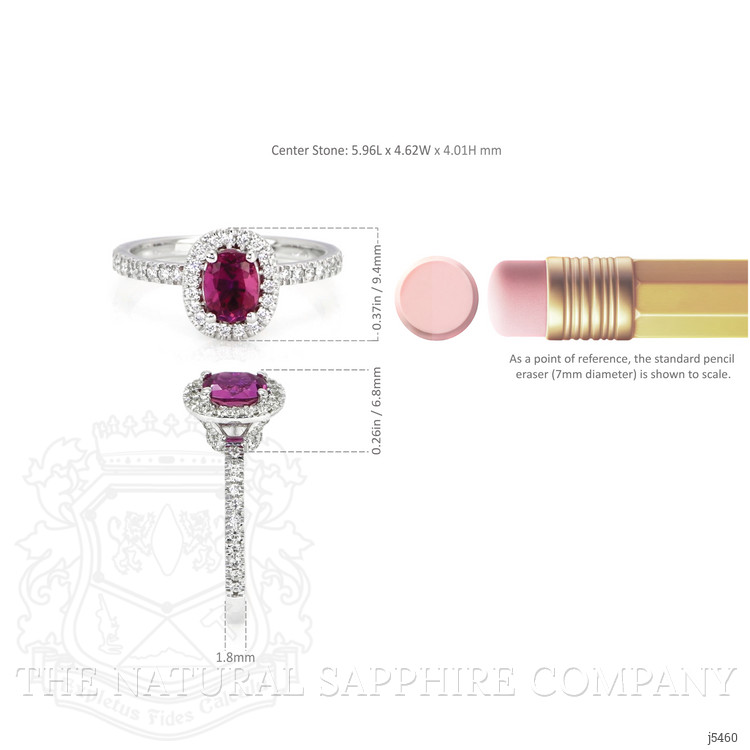 0.95 Ct. Pink Sapphire and Natural Diamond Pave Ring, 14K White Gold