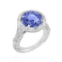 6.25 Ct. Blue Sapphire and Natural Diamond Pave Ring, Platinum 950 Image