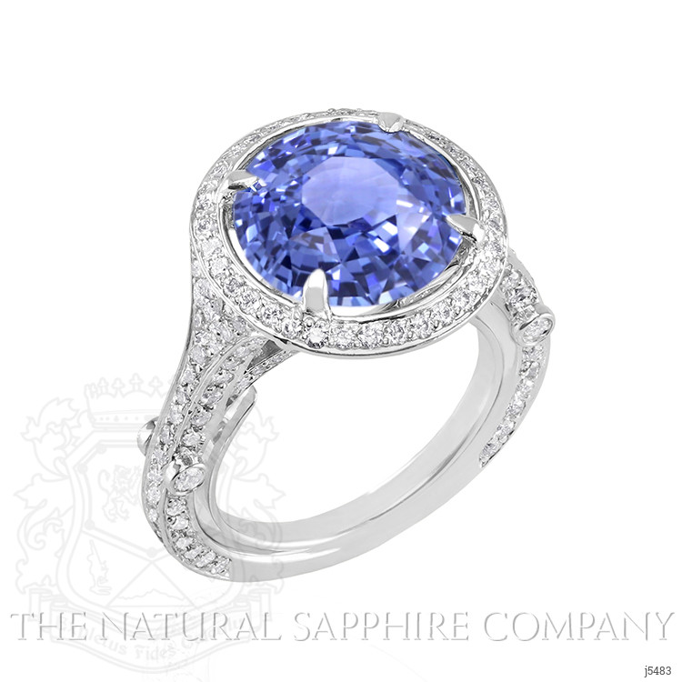 6.25 Ct. Blue Sapphire and Natural Diamond Pave Ring, Platinum 950