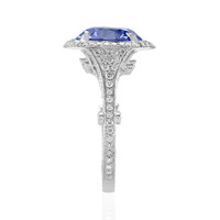 6.25 Ct. Blue Sapphire and Natural Diamond Pave Ring, Platinum 950 Image