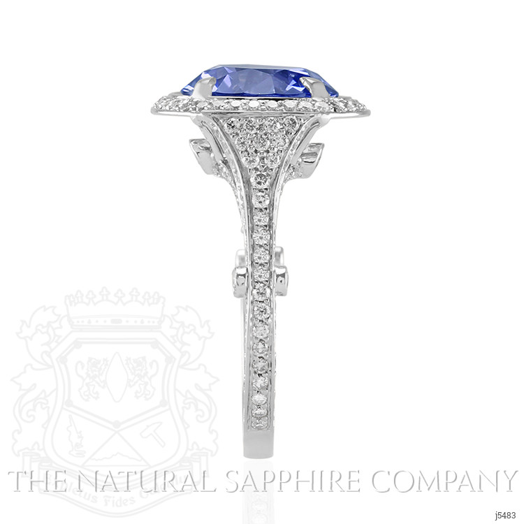 6.25 Ct. Blue Sapphire and Natural Diamond Pave Ring, Platinum 950