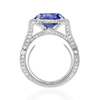 6.25 Ct. Blue Sapphire and Natural Diamond Pave Ring, Platinum 950 Image