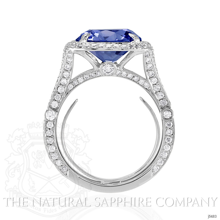 6.25 Ct. Blue Sapphire and Natural Diamond Pave Ring, Platinum 950
