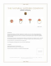 7.60 Ct. Padparadscha Sapphire and Natural Diamond Three Stone Ring, 18K White & Yellow Appraisal