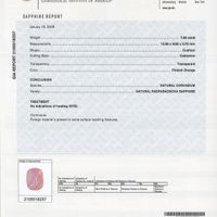 7.60 Ct. Padparadscha Sapphire and Natural Diamond Three Stone Ring, 18K White & Yellow Scan Report