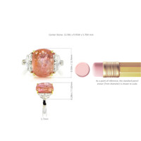 7.60 Ct. Padparadscha Sapphire and Natural Diamond Three Stone Ring, 18K White & Yellow Image