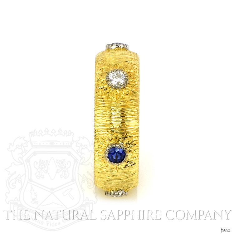 0.54 Ct. Blue Sapphire and Natural Diamond Antique Style Ring, 18K Yellow Gold