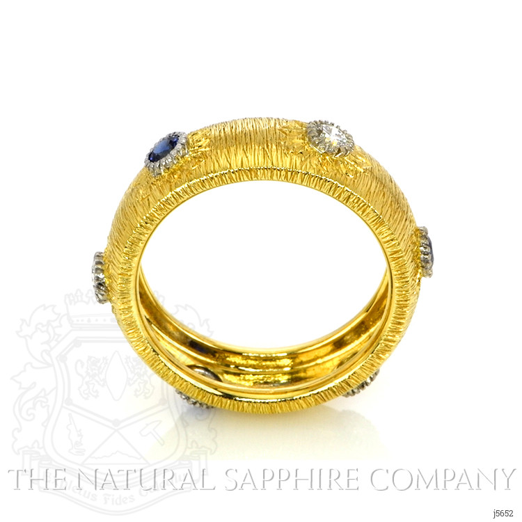 0.54 Ct. Blue Sapphire and Natural Diamond Antique Style Ring, 18K Yellow Gold