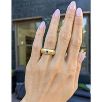 0.54 Ct. Blue Sapphire and Natural Diamond Antique Style Ring, 18K Yellow Gold Life Style