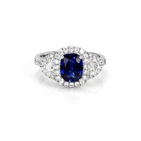 2.05 Ct. Sapphire Natural Diamond Antique Style Ring, 18K White Gold Video