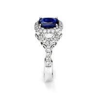 2.05 Ct. Sapphire Natural Diamond Antique Style Ring, 18K White Gold Image