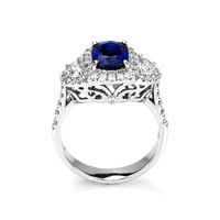 2.05 Ct. Sapphire Natural Diamond Antique Style Ring, 18K White Gold Image
