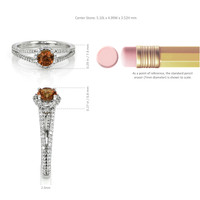 0.70 Ct. Reddish Orange Sapphire and Natural Diamond Pave Ring, 14K White Gold Image