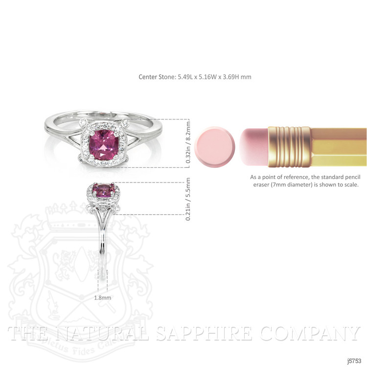 0.90 Ct. Purplish Pink Sapphire and Natural Diamond Antique Style Ring, Platinum 950