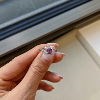 0.90 Ct. Purplish Pink Sapphire and Natural Diamond Antique Style Ring, Platinum 950 Life Style