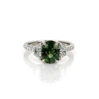 2.58 Ct. Sapphire Natural Diamond Three Stone Ring, Platinum 950 Video