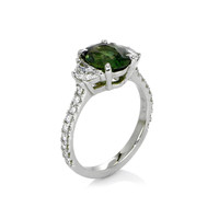 2.58 Ct. Sapphire Natural Diamond Three Stone Ring, Platinum 950 Image