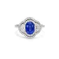 1.80 Ct. Sapphire Natural Diamond Antique Style Ring, 18K White Gold Video