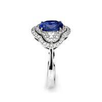 1.80 Ct. Blue Sapphire and Natural Diamond Antique Style Ring, 18K White Gold Image