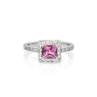 0.66 Ct. Pink Sapphire and Natural Diamond Pave Ring, 14K White Gold Video