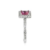 0.66 Ct. Pink Sapphire and Natural Diamond Pave Ring, 14K White Gold Image