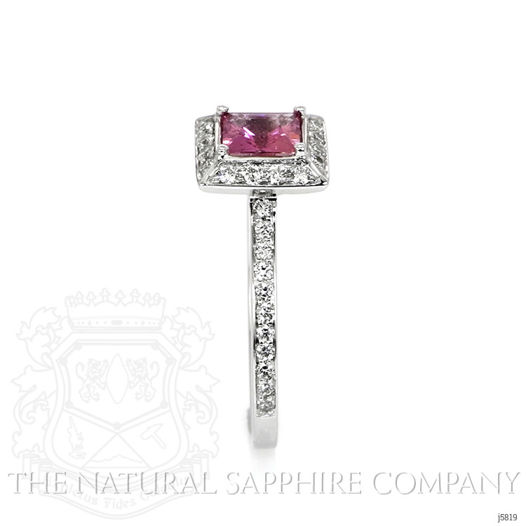 0.66 Ct. Pink Sapphire and Natural Diamond Pave Ring, 14K White Gold