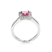 0.66 Ct. Pink Sapphire and Natural Diamond Pave Ring, 14K White Gold Image