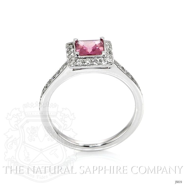 0.66 Ct. Pink Sapphire and Natural Diamond Pave Ring, 14K White Gold
