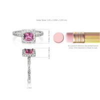 0.66 Ct. Pink Sapphire and Natural Diamond Pave Ring, 14K White Gold Image