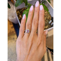 0.66 Ct. Pink Sapphire and Natural Diamond Pave Ring, 14K White Gold Life Style