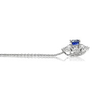 0.99 Ct. Sapphire Natural Diamond Halo Pendant, 18K White Gold Image