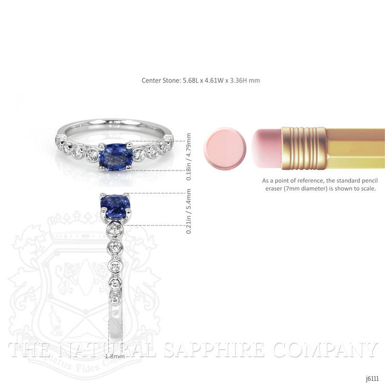 0.67 Ct. Blue Sapphire and Natural Diamond Pave Ring, Platinum 950