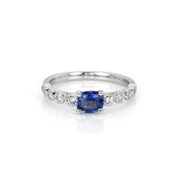 0.67 Ct. Blue Sapphire and Natural Diamond Pave Ring, Platinum 950 Video