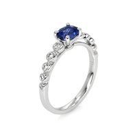 0.67 Ct. Blue Sapphire and Natural Diamond Pave Ring, Platinum 950 Image