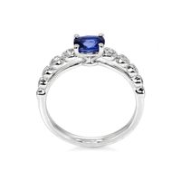 0.67 Ct. Blue Sapphire and Natural Diamond Pave Ring, Platinum 950 Image