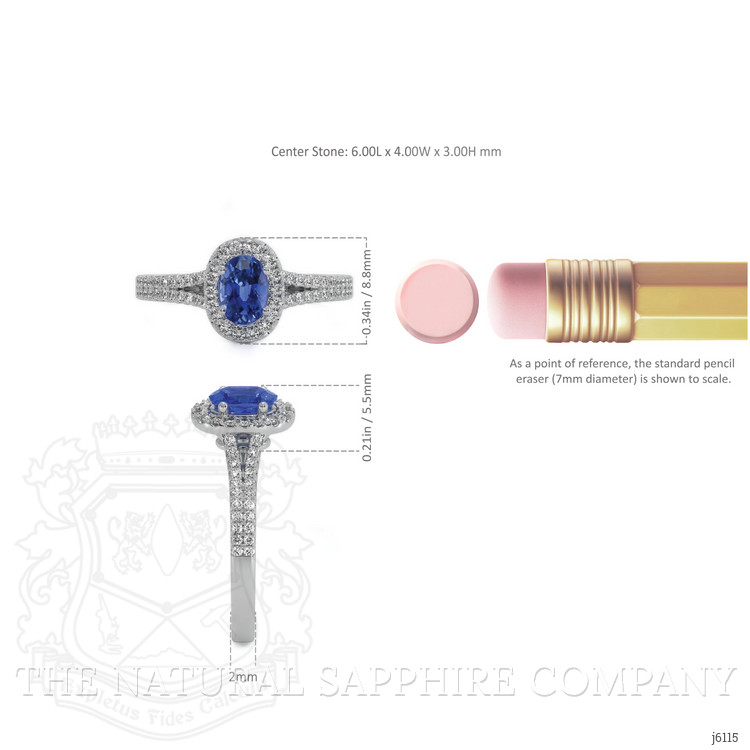 0.50 Ct. Blue Sapphire and Natural Diamond Pave Ring, Platinum 950