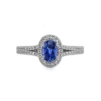 0.50 Ct. Blue Sapphire and Natural Diamond Pave Ring, Platinum 950 Video