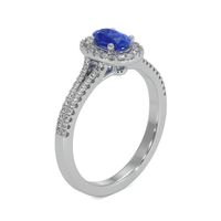 0.50 Ct. Blue Sapphire and Natural Diamond Pave Ring, Platinum 950 Image