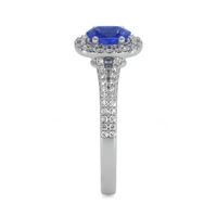 0.50 Ct. Blue Sapphire and Natural Diamond Pave Ring, Platinum 950 Image